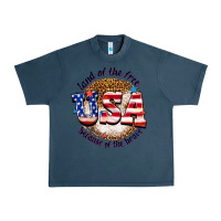 Midnight Navy land of the free usa because of the brave billie w Urban Heavy Tee - texasbilliewilder