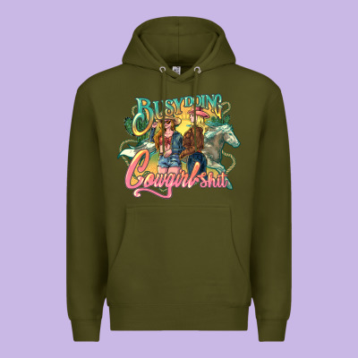 Busy Doing Cowgirl Premium Hoodie Designed By Nancycooperartshop