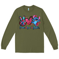Army Green peace love stitch Long Sleeve Tee - Zillion Design Studio