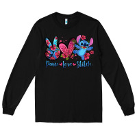Black peace love stitch Long Sleeve Tee - Zillion Design Studio