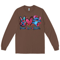 Chestnut peace love stitch Long Sleeve Tee - Zillion Design Studio