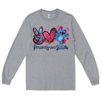 Heather Grey peace love stitch Long Sleeve Tee - Zillion Design Studio