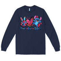 Navy peace love stitch Long Sleeve Tee - Zillion Design Studio