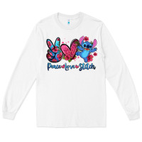 White peace love stitch Long Sleeve Tee - Zillion Design Studio