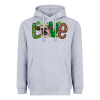 Heather Grey Western St. Patrick's Day Love Cow Heavyweight Hoodie - Artiststas