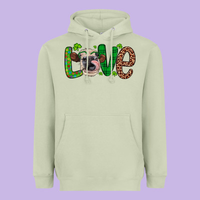 Western St. Patrick's Day Love Cow Heavyweight Hoodie Designed By Artiststas