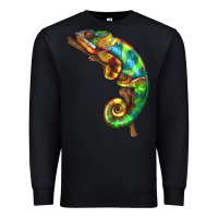 Black Chameleon Lizard Illustrations Premium Sweatshirt - LillyAllenDesigns
