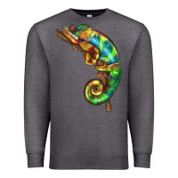 Charcoal Heather Chameleon Lizard Illustrations Premium Sweatshirt - LillyAllenDesigns