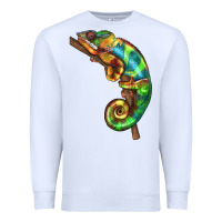 White Chameleon Lizard Illustrations Premium Sweatshirt - LillyAllenDesigns