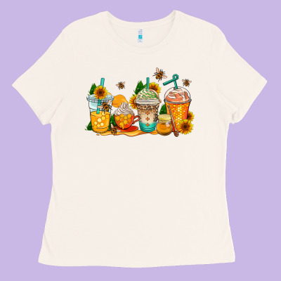 Bumble Bee Coffee Cups Ladies Tee Designed By Adodesignshop