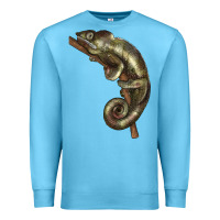Ocean Blue Green Chameleon Lizard Illustrations Premium Sweatshirt - LillyAllenDesigns
