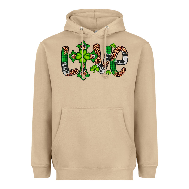 Western St. Patrick's Day Love Cross Heavyweight Hoodie by Artiststas | Teevron