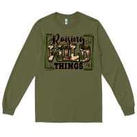 Army Green raising wild things Long Sleeve Tee - Zillion Design Studio