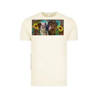Vintage Arctic Heifers With Sunflowers And Leopard Vintage Tee - RanaPortraitStore