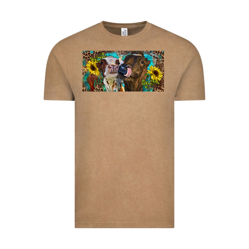Heifers With Sunflowers And Leopard Vintage Tee by RanaPortraitStore | Teevron