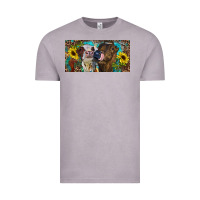Vintage Zinc Heifers With Sunflowers And Leopard Vintage Tee - RanaPortraitStore