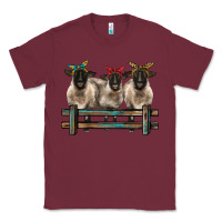 Burgundy 3 sheeps suffolk ewe with bandanas and fence Classic Tee - BarkalooDesign