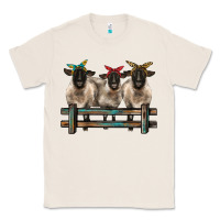Natural 3 sheeps suffolk ewe with bandanas and fence Classic Tee - BarkalooDesign