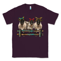 Plum 3 sheeps suffolk ewe with bandanas and fence Classic Tee - BarkalooDesign