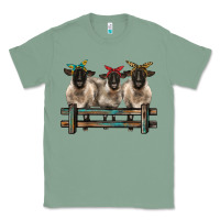 Sage 3 sheeps suffolk ewe with bandanas and fence Classic Tee - BarkalooDesign