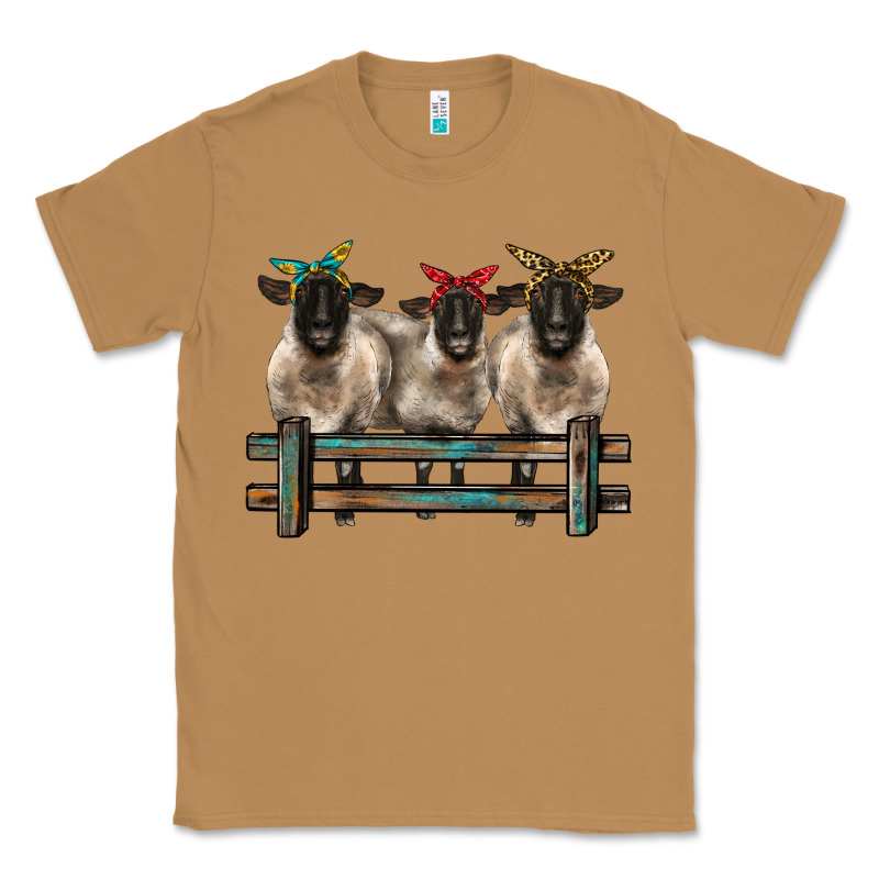 3 Sheeps Suffolk Ewe With Bandanas And Fence Classic Tee by BarkalooDesign | Teevron