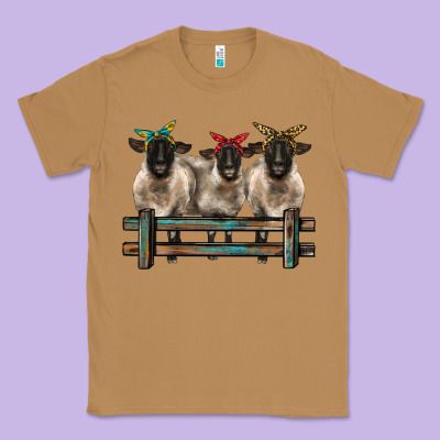 3 Sheeps Suffolk Ewe With Bandanas And Fence Classic Tee Designed By Barkaloodesign