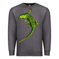 Charcoal Heather Green Lizard Illustrations Premium Sweatshirt - LillyAllenDesigns