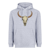 Heather Grey bull skull Heavyweight Hoodie - AdoDesignShop