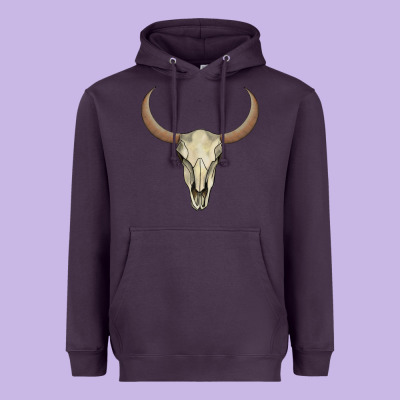 Bull Skull Heavyweight Hoodie Designed By Adodesignshop