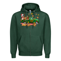 Sports Green santa fuel   cookies truck Zipper Hoodie - AdoDesignShop