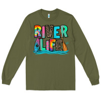 Army Green river life kayaking Long Sleeve Tee - Zillion Design Studio
