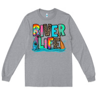 Heather Grey river life kayaking Long Sleeve Tee - Zillion Design Studio
