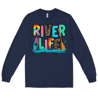Navy river life kayaking Long Sleeve Tee - Zillion Design Studio