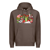 Coffee cow and strawberry coffee cups Premium Hoodie - NancyCooperArtShop