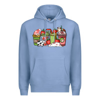 Colony Blue cow and strawberry coffee cups Premium Hoodie - NancyCooperArtShop