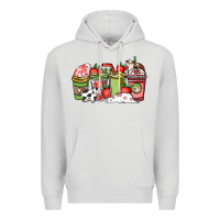Dove Grey cow and strawberry coffee cups Premium Hoodie - NancyCooperArtShop