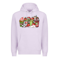 Lilac cow and strawberry coffee cups Premium Hoodie - NancyCooperArtShop