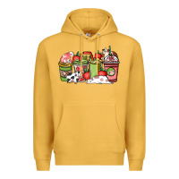 Mustard cow and strawberry coffee cups Premium Hoodie - NancyCooperArtShop