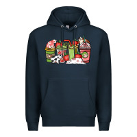 Navy cow and strawberry coffee cups Premium Hoodie - NancyCooperArtShop