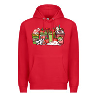 Red cow and strawberry coffee cups Premium Hoodie - NancyCooperArtShop