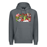 Rock cow and strawberry coffee cups Premium Hoodie - NancyCooperArtShop