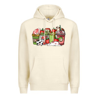 Sandshell cow and strawberry coffee cups Premium Hoodie - NancyCooperArtShop