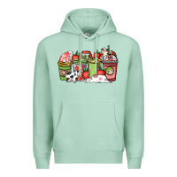 Seafoam cow and strawberry coffee cups Premium Hoodie - NancyCooperArtShop