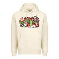 Tofu cow and strawberry coffee cups Premium Hoodie - NancyCooperArtShop