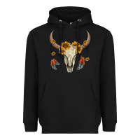 Black bull skull sunflowers and feathers Heavyweight Hoodie - AdoDesignShop