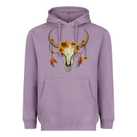 Lavender bull skull sunflowers and feathers Heavyweight Hoodie - AdoDesignShop