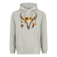 Moon Dust bull skull sunflowers and feathers Heavyweight Hoodie - AdoDesignShop