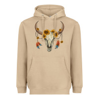 Mushroom bull skull sunflowers and feathers Heavyweight Hoodie - AdoDesignShop