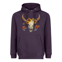 Plum bull skull sunflowers and feathers Heavyweight Hoodie - AdoDesignShop