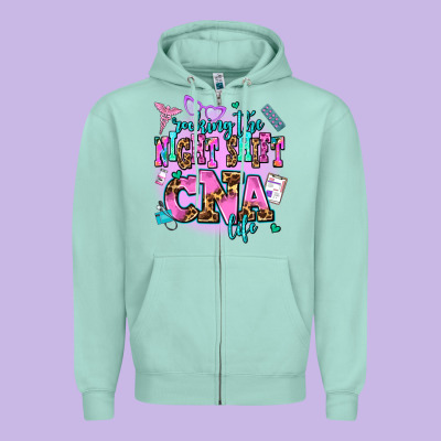 Rocking The Night Shift Cna Life Zipper Hoodie Designed By Adodesignshop